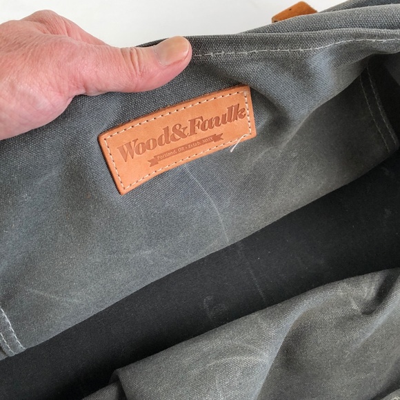 Wood & Faulk Weekender Bag - Pewter Canvas and Tan Leather - Picture 8 of 8